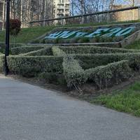 As you head up the street you’ll see some hedges to your left. Follow this path uphill.