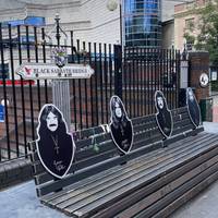 Black Sabbath are a heavy metal band famous to Birmingham. Can you find the name of the lead singer on the bench? Swipe for the answer.