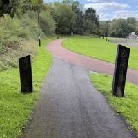 Shortly after, take a sharp right onto the red path.