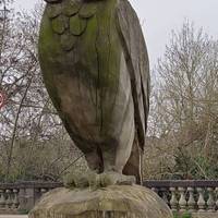 Godfrey the owl stands at the entrance to Kneller Gardens on Meadway. He was carved from a decayed ash tree and named after Godfrey Kneller.