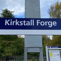 Welcome to Kirkstall Forge station! Our walk begins here. There’s half-hourly rail service between Leeds and Bradford Forster Square.