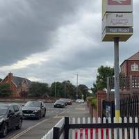 After leaving the station, turn right onto Hall Road West, and continue walking.