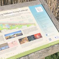 At the “Welcome to the Cley to Salthouse Living Landscape” information board go up the steps onto East Bank.