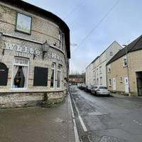 Where the pavement ends by the White Hart, cross to use the pavement on the opposite side.