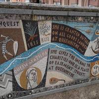 Queenhithe Dock Mosaic (2011 - 2014). Created by 300 artists and volunteers. The border contains finds from the foreshore.