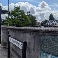 Start at the North end of Bedford Town Bridge (The Embankment side) and admire the Boer War Statue across the road. The cross the bridge.