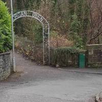 You will see the entrance to Morgan Glen but today we'll pass by the entrance and head right, over the Millheugh Bridge.