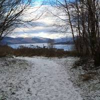The path leads around to unobstructed views of the Clyde valley.