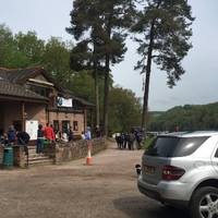 From the car park, walk past the cafe on your left and towards a little green hut