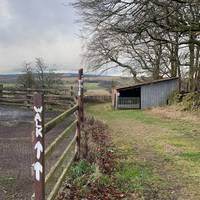 Before the car park take a left turn following the walk arrow on the gatepost.