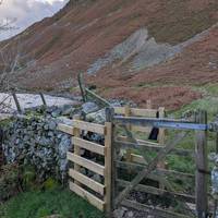 Through the kissing gate.