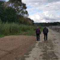 Continue on the wide paved track, which is a little worn in places but generally smooth and level.