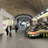 Continue south into the tunnel and turn left just after the flower stall.