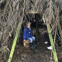 The trail is mostly pushchair and wheelchair accessible. We sat in this den and told spooky stories.