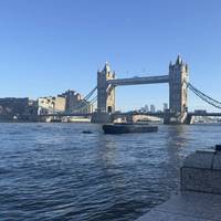 Enjoy the view of tower Bridge. It is very busy here with tourists but this thins out as soon as we pass under the bridge.