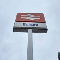 Welcome to Egham Station. Our walk begins here, where you can catch Southwestern Railway trains between London Waterloo and Reading.
