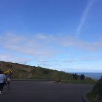 You enter to a spectacular view, a wide path runs downhill toward the giants causeway