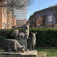 You’ll see some sheep in the gardens. Created by Ted Roocroft in 1986, as a “Sculpture for Peace” to mark Manchester as a nuclear-free zone.