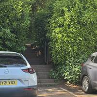 At the car park is a pedestrian entrance into the country park.