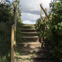 There are some stairs or a steep path just to the side.