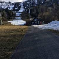 Until you reach the steep road (also can be accessed from the car park - go up slope towards télécabine and turn right towards apartments)