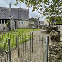 Head up the tarmac footpath to the left of the village hall. Immediately on your right is a memorial garden if you want to explore.