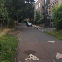 At the end of the first bit of shared cycle / footpath pass the nursery and cross the small piece of dead end road to join the second piece