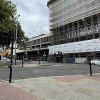 With the plinth behind you, bear right to cross Colston Avenue at the triangular traffic island.