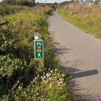 Carry on along the path with the occasional Loop waymark plus signs to show that this is a cycle track.