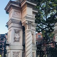 These fancy gates are carved from terracotta & were constructed by James Gamble using the designs of Godfrey Sykes. 