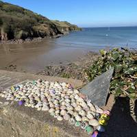 Cross Perrins Hill to be greeted with views across the sweet little Hope Cove. Hopefully the painted limpets will greet you too!