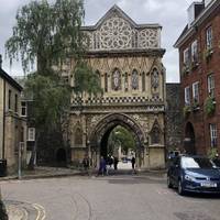 This is the grand gate that leads to Norwich Cathedral.
