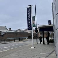 Slight right towards the hotel to cross Imperial Road at the crossing.