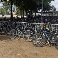You’ll pass this huge collection of bikes right by the station entrance. Continue past this into the square. And across the road.