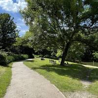 Follow the flat tarmac path as it bends left along the River Avon. There is an off-road route across the grass straight towards the river.