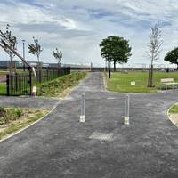 When reopened, walk across the Riverside Gardens to the riverside. Turn right to walk down river.