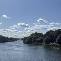 Enjoy the river views as you cross the bridge. This is looking down river toward Kingston.