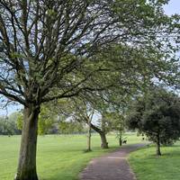 Go right at the first path junction and then keep going straight on the perimeter tarmac path.