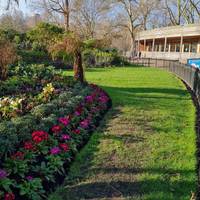 We begin our walk at the ornamental planting beds opposite the St James's Cafe.