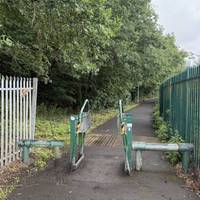 Head through the triangle gate and continue ahead.