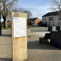 This walk starts at the lectern on the corner of Camp Road by the small supermarket. The Village Centre bus stop is served by route 25.