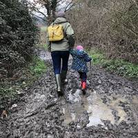 There’s a path to follow but after a few days of rain it’s a mud bath. The little one stacked it and we tried to stay on the edges here.