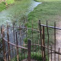 Leave the village with the church behind you. Go through the metal kissing gate on the left by the chalk stream