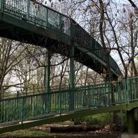 You’ll see Ladywell Arena in front of you, go over the ‘whirly bridge’ (again one side is buggy/bike friendly if needed) 