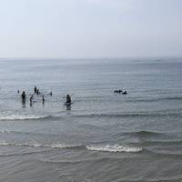 You may have to dodge through the lower car park or if you can’t resist join others in the water.