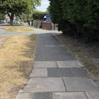 Turn to your left and follow the pavement by the houses.