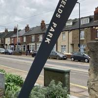 The main entrance to Manor Fields Park from City Road is level and wide and usually has some lovely planting in the beds either side.