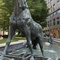 Exiting Aldgate East and heading down Leman Street - passing beautiful horse sculptures