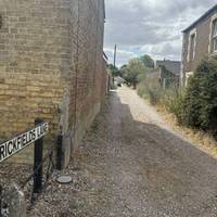 Once on the other side of the road, continue along Railway Road, then turn right and head along Brickfields Lane.