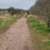 Follow this dirt path which might be muddy in wet or wintry weather.